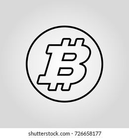 Bitcoin linear icon. Bank and finance, pay, cryptocurrency symbol. Flat design. Stock - Vector illustration