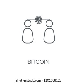 Bitcoin linear icon. Bitcoin concept stroke symbol design. Thin graphic elements vector illustration, outline pattern on a white background, eps 10.