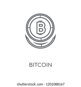 Bitcoin linear icon. Bitcoin concept stroke symbol design. Thin graphic elements vector illustration, outline pattern on a white background, eps 10.