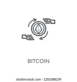 Bitcoin linear icon. Bitcoin concept stroke symbol design. Thin graphic elements vector illustration, outline pattern on a white background, eps 10.