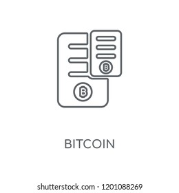 Bitcoin linear icon. Bitcoin concept stroke symbol design. Thin graphic elements vector illustration, outline pattern on a white background, eps 10.