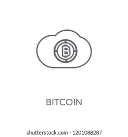 Bitcoin linear icon. Bitcoin concept stroke symbol design. Thin graphic elements vector illustration, outline pattern on a white background, eps 10.