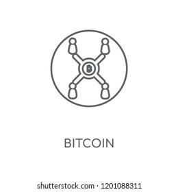 Bitcoin linear icon. Bitcoin concept stroke symbol design. Thin graphic elements vector illustration, outline pattern on a white background, eps 10.