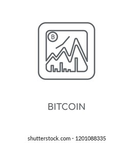 Bitcoin linear icon. Bitcoin concept stroke symbol design. Thin graphic elements vector illustration, outline pattern on a white background, eps 10.