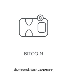 Bitcoin linear icon. Bitcoin concept stroke symbol design. Thin graphic elements vector illustration, outline pattern on a white background, eps 10.
