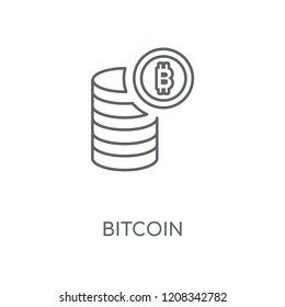 Bitcoin linear icon. Bitcoin concept stroke symbol design. Thin graphic elements vector illustration, outline pattern on a white background, eps 10.