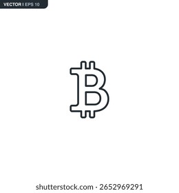 Bitcoin, sinal de estilo linear para conceito móvel e web design. Símbolo, ilustração de logotipo. Gráficos de vetor perfeitos com pixel