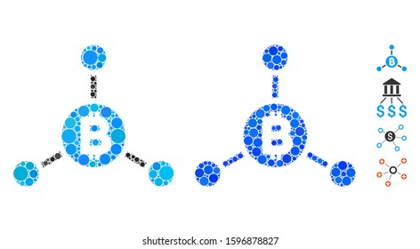 Bitcoin links composition of circle elements in variable sizes and color hues, based on Bitcoin links icon. Vector circle elements are organized into blue composition.