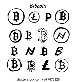 Bitcoin  litecoin sketch sign icon set for internet money. Crypto currency symbol and coin image for using in web projects or mobile applications. svg
