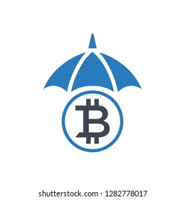 Bitcoin loan icon vector - Blue