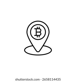 Icono De Locación De Bitcoin En Fondo Transparente Para Aplicaciones Fintech