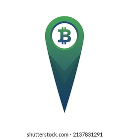 bitcoin location logo element design template icon