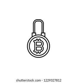 bitcoin, lock icon. Element of crypto currency icon. Thin line icon for website design and development, app development