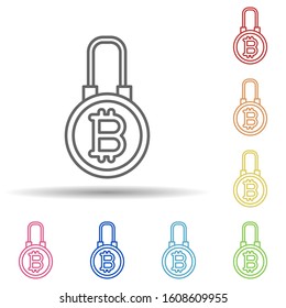 bitcoin, lock multi color style icon. Simple thin line, outline vector of cryptocurrency icons for ui and ux, website or mobile application