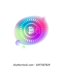 Bitcoin and lock neon icon