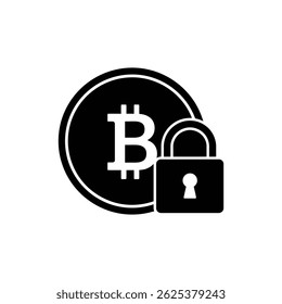 Bitcoin Locked with Padlock, Cryptocurrency Security Lock