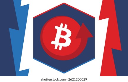 Bitcoin logo. Bitcoin Coin. Digital money. Crypto trade and Investment concept. Future technology. Creative art. Vector illustration. Poster