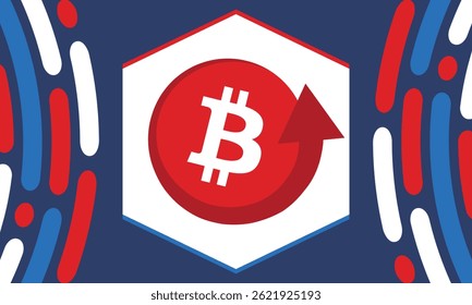 Bitcoin logo. Bitcoin Coin. Digital money. Crypto trade and Investment concept. Future technology. Creative art. Vector illustration. Poster