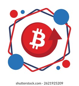 Bitcoin logo. Bitcoin Coin. Digital money. Crypto trade and Investment concept. Future technology. Creative art. Vector illustration. Poster