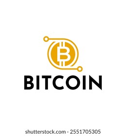 Bitcoin logo concept. Cryptocurrency logo sign. Digital money flat style vector illustration.