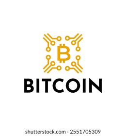 Bitcoin logo concept. Cryptocurrency logo sign. Digital money flat style vector illustration.
