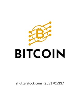 Conceito do logotipo do Bitcoin. Sinal de logotipo criptomoeda. Dinheiro digital ilustração de vetor de estilo plano.