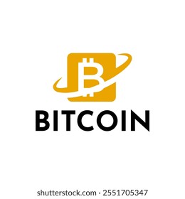 Concepto de logotipo de Bitcoin. Signo del logotipo de la criptomoneda. Ilustración vectorial de estilo plano de dinero digital.