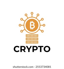 Bitcoin logo concept. Cryptocurrency logo sign. Digital money flat style vector illustration.