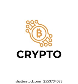 Bitcoin logo concept. Cryptocurrency logo sign. Digital money flat style vector illustration.