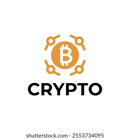 Bitcoin logo concept. Cryptocurrency logo sign. Digital money flat style vector illustration.
