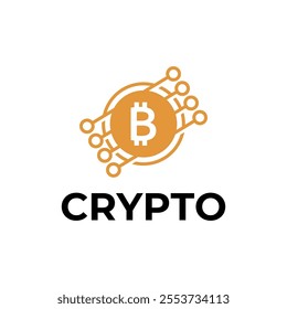 Bitcoin logo concept. Cryptocurrency logo sign. Digital money flat style vector illustration.