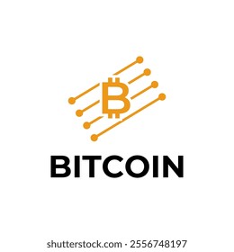 Bitcoin logo concept. Cryptocurrency logo sign. Digital money flat style vector illustration.