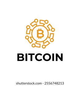 Bitcoin logo concept. Cryptocurrency logo sign. Digital money flat style vector illustration.