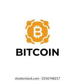 Bitcoin logo concept. Cryptocurrency logo sign. Digital money flat style vector illustration.