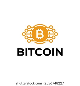 Bitcoin logo concept. Cryptocurrency logo sign. Digital money flat style vector illustration.