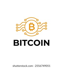 Bitcoin logo concept. Cryptocurrency logo sign. Digital money flat style vector illustration.