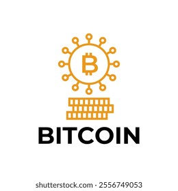 Bitcoin logo concept. Cryptocurrency logo sign. Digital money flat style vector illustration.