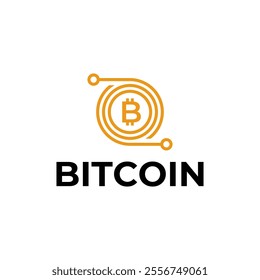 Bitcoin logo concept. Cryptocurrency logo sign. Digital money flat style vector illustration.