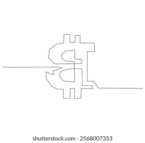 Bitcoin logo continuous line. Continuous one line drawing bitcoin logo. crypto, logo  concept. Single line drawing