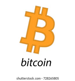 Bitcoin logo of crypto currency isolated on white background. Block sticker for bitocones for web pages or printing. Logo bitcoins .Vector illustration