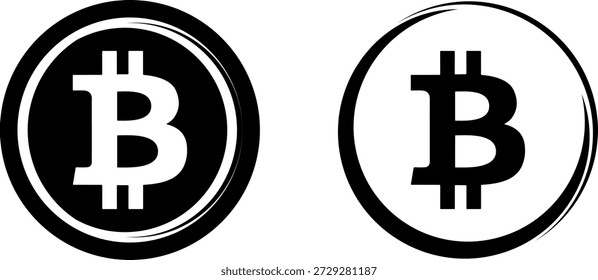 Logotipo de Bitcoin, Vector de línea de criptomoneda de bitcoin. signo de criptomoneda de bitcoin. símbolo de contorno aislado ilustración negra	