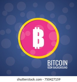 Bitcoin logo. Cryptography currency sign icon symbol. Modern design. Vector. Bitcoin crypto currency blockchain flat color vector logo on gradient background.