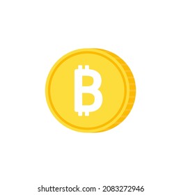 Bitcoin logo design. Gold bitcoin vector. Bitcoin stack on white background.