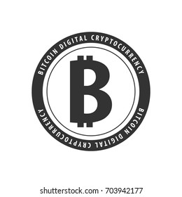 Bitcoin logo and emblem. Digital cryptocurrency. Technology emblem