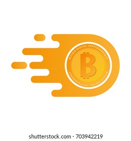 Bitcoin logo and emblem. Digital cryptocurrency. Technology emblem