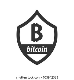 Bitcoin logo and emblem. Digital cryptocurrency. Technology emblem