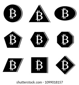 Bitcoin logo in geometric black and white