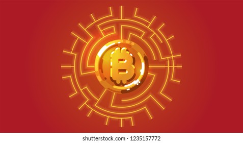 Bitcoin logo in shining golden color. vector illustration