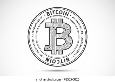 Bitcoin logo sign - abstract business background vector - black lines on white background