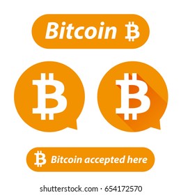 Bitcoin logo sign button set